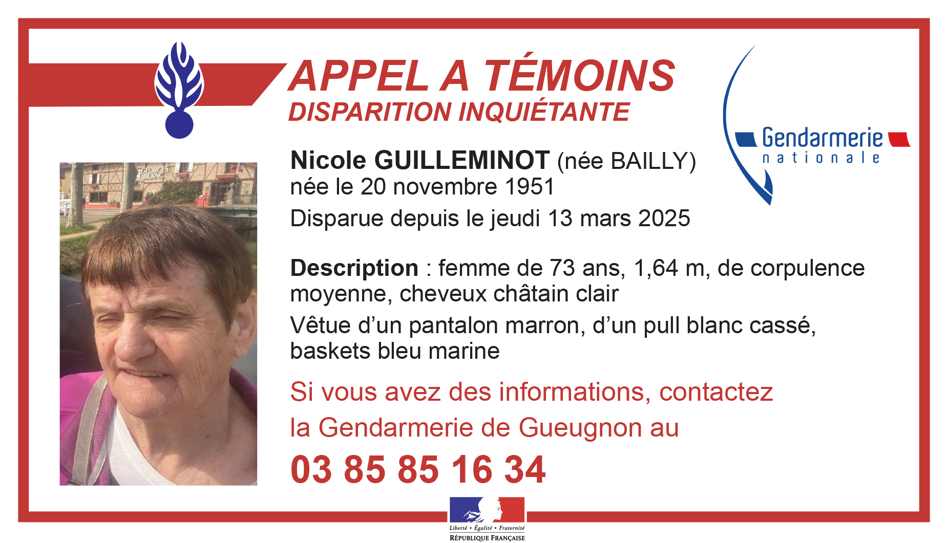 Appel à témoins, Nicole Guilleminot